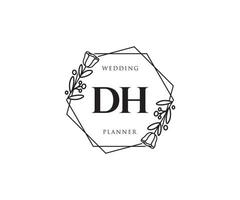 logo féminin dh initial. utilisable pour les logos nature, salon, spa, cosmétique et beauté. élément de modèle de conception de logo vectoriel plat.