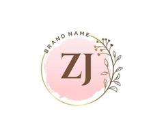 logo féminin zj initial. utilisable pour les logos nature, salon, spa, cosmétique et beauté. élément de modèle de conception de logo vectoriel plat.