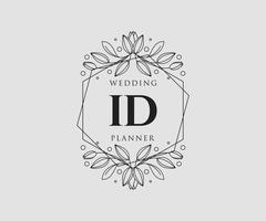 collection de logos de monogramme de mariage lettre initiales id, modèles minimalistes et floraux modernes dessinés à la main pour cartes d'invitation, réservez la date, identité élégante pour restaurant, boutique, café en image vectorielle vecteur