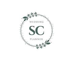 sc initiales lettre mariage monogramme logos collection, modèles minimalistes et floraux modernes dessinés à la main pour cartes d'invitation, réservez la date, identité élégante pour restaurant, boutique, café en image vectorielle vecteur