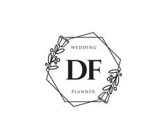 logo féminin initial df. utilisable pour les logos nature, salon, spa, cosmétique et beauté. élément de modèle de conception de logo vectoriel plat.