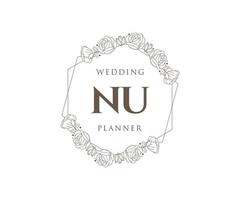 nu initiales lettre mariage monogramme logos collection, modèles minimalistes et floraux modernes dessinés à la main pour cartes d'invitation, réservez la date, identité élégante pour restaurant, boutique, café en image vectorielle vecteur