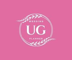 ug initiales lettre mariage monogramme logos collection, modèles minimalistes et floraux modernes dessinés à la main pour cartes d'invitation, réservez la date, identité élégante pour restaurant, boutique, café en image vectorielle vecteur