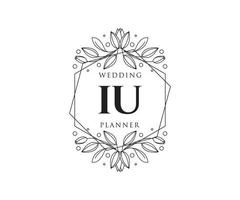 collection de logos de monogramme de mariage lettre initiales ui, modèles minimalistes et floraux modernes dessinés à la main pour cartes d'invitation, réservez la date, identité élégante pour restaurant, boutique, café en image vectorielle vecteur