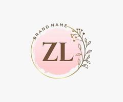 logo féminin zl initial. utilisable pour les logos nature, salon, spa, cosmétique et beauté. élément de modèle de conception de logo vectoriel plat.