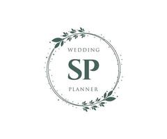 sp initiales lettre mariage monogramme logos collection, modèles minimalistes et floraux modernes dessinés à la main pour cartes d'invitation, réservez la date, identité élégante pour restaurant, boutique, café en image vectorielle vecteur