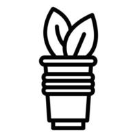 icône de verre de café écologique, style de contour vecteur