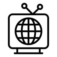 icône d'actualisation de la télévision, style de contour vecteur