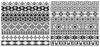 aztèque mexicain, motifs de bordure maya vecteur