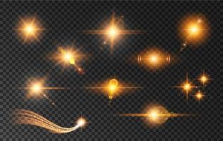 lumière parasite, lumière étoile et jeu de vecteurs lueur dorée vecteur