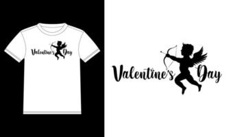 saint valentin avec modèle de conception de t-shirt ange, autocollant de fenêtre de voiture, pod, couverture, fond blanc isolé vecteur