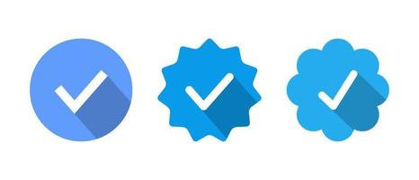 vecteur d'icône de badge vérifié bleu. médias sociaux profil officiel compte signe symbole