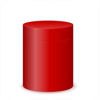 maquette de boîte à cylindre rouge. emballage en plastique, en étain ou en carton pour la conception de produits. récipient pour cadeau, thé, café, nourriture vecteur