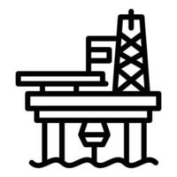 icône de plate-forme de forage en mer, style de contour vecteur