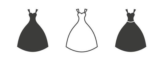icône de la robe. les femmes habillent les icônes. silhouette de robes vintage. illustration vectorielle vecteur
