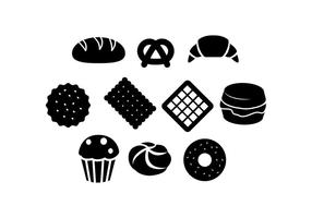 Vecteur gratuit d'icônes de silhouettes de boulangerie