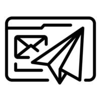 icône de réseau d'enveloppe, style de contour vecteur