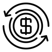 icône de cercle dollar, style de contour vecteur