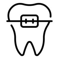 icône d'accolades de clinique dentaire, style de contour vecteur