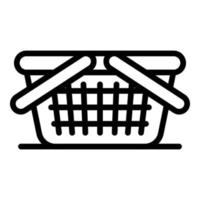 icône de panier de magasin, style de contour vecteur