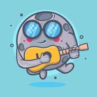 mascotte de personnage de lune cool jouant de la guitare dessin animé isolé dans un style plat vecteur