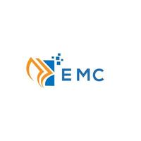 création de logo de comptabilité de réparation de crédit emc sur fond blanc. emc creative initiales croissance graphique lettre logo concept. création de logo de finance d'entreprise emc. vecteur