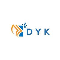 création de logo de comptabilité de réparation de crédit dyk sur fond blanc. dyk initiales créatives croissance graphique lettre logo concept. création de logo de financement d'entreprise dyk. vecteur