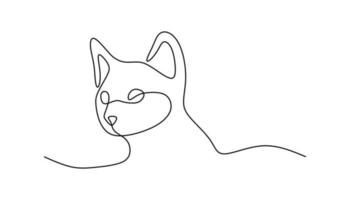 chat mignon animal de compagnie ligne continue dessin au trait dessiné à la main ligne modifiable vecteur