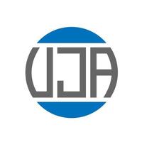 création de logo de lettre uja sur fond blanc. concept de logo de cercle d'initiales créatives uja. conception de lettre uja. vecteur