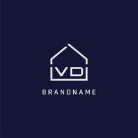 lettre initiale vd toit idées de conception de logo immobilier vecteur