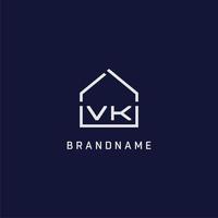 lettre initiale vk toit idées de conception de logo immobilier vecteur