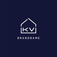 lettre initiale kv toit idées de conception de logo immobilier vecteur