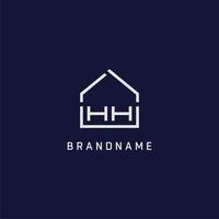 lettre initiale hh toit idées de conception de logo immobilier vecteur