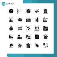 interface mobile glyphe solide ensemble de 25 pictogrammes d'insigne de blé chronomètre inde ferme éléments de conception vectoriels modifiables vecteur