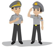 illustration de la police indonésienne, hommes et femmes vecteur