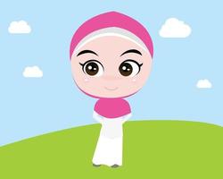 musulman islam fille hijab voile mignon calme vecteur