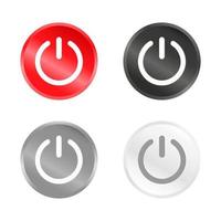 boutons poussoirs icônes web d'alimentation. noir, blanc, gris et rouge. conception de vecteur. vecteur