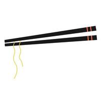 baguettes noires à plat illustration isolée sur fond blanc. paire de bâtonnets à sushi. accessoires de cuisine asiatique réaliste de vecteur