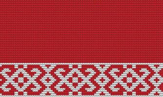 bordure de motif sans couture à tricoter sur fond rouge, bordure à motif ethnique à tricoter joyeux noël et joyeux jours d'hiver poste vectoriel