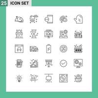 ligne d'interface mobile ensemble de 25 pictogrammes d'engagement bague de fiançailles scie anneau développement éléments de conception vectoriels modifiables vecteur
