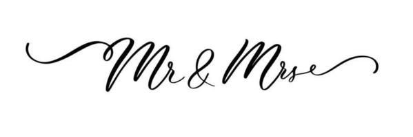 mr et mme bannière de calligraphie au pinceau vectoriel noir.