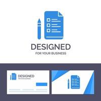 carte de visite créative et logo modèle fichier éducation stylo crayon illustration vectorielle vecteur
