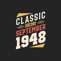 classique depuis septembre 1948. né en septembre 1948 anniversaire vintage rétro vecteur