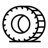 icône de roue de voiture en caoutchouc, style de contour vecteur