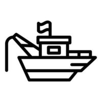 icône de bateau de pêche océanique, style de contour vecteur