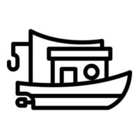 icône de bateau de pêche d'affaires, style de contour vecteur