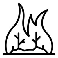 icône de champ en feu, style de contour vecteur