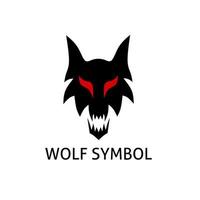 création de logo tête de loup noir avec visage effrayant et yeux rouges vecteur