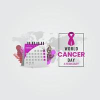 affiche de la journée mondiale du cancer avec illustration vectorielle de conception de calendrier vecteur