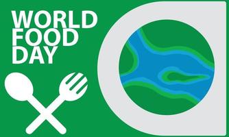 journée mondiale de l'alimentation, avec desin de terre et une cuillère et une fourchette de couverts. vecteur